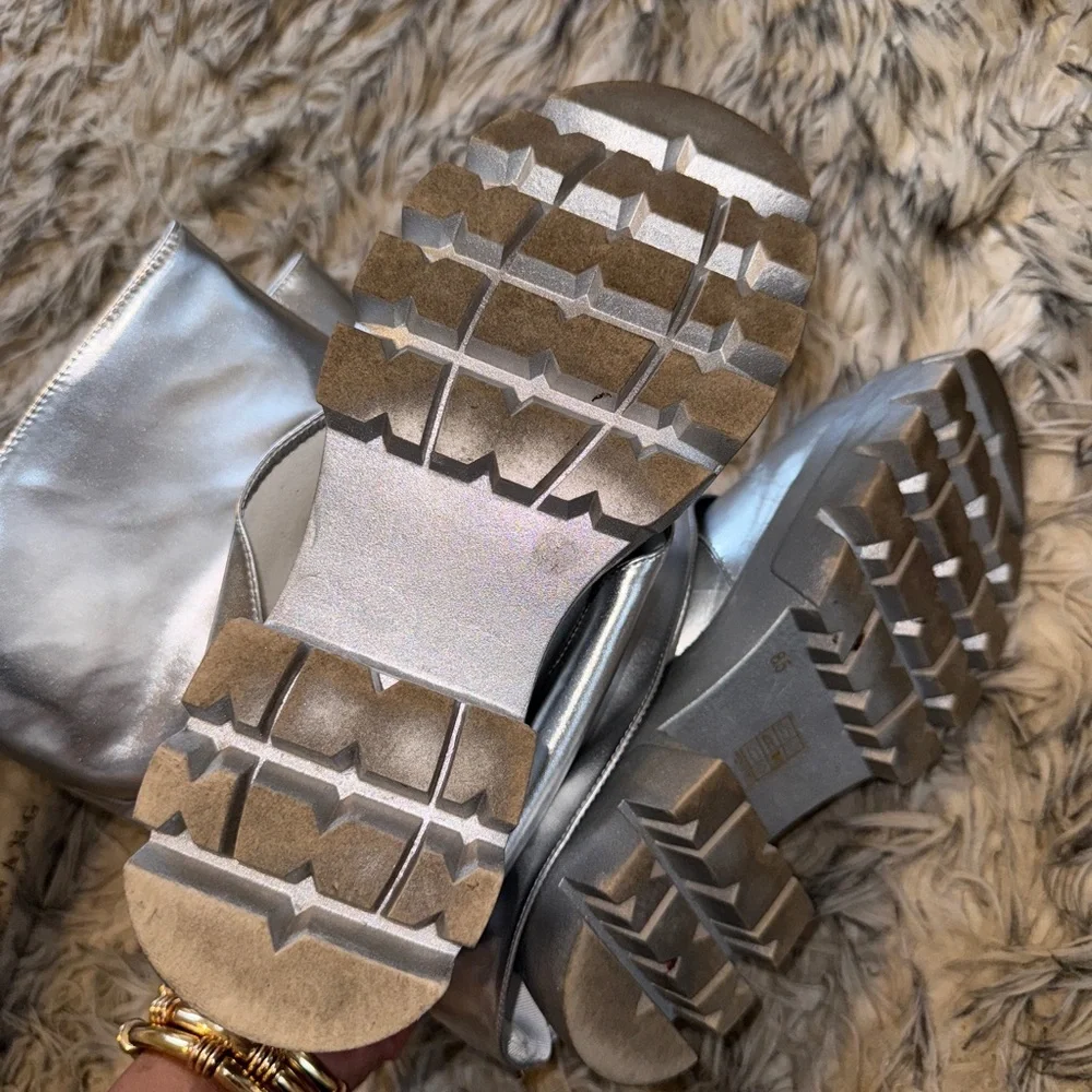Azalea Wang Silver Combat Boots - Picture 5 of 11